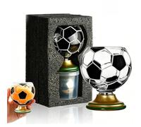 NNBWLMAEE Soccer Ball Shaped Rotating Drinking Glass Cup, 10oz/300ml Soccer Trophy Beer Glass with Gold Base, Football Glasses for Beer & Cocktails, Game Day Drinkware, Gift for Soccers Fans (B-1)