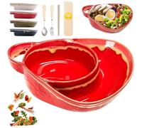 NNBWLMAEE Soup and Sandwich Bowl, Ceramic Soup and Sandwich Plate with Handle, Soups And Sandwichs Plate Combo, Heat-Resistant Fan Shape Ceramic Split Cereal Bowl, for Dessert, Fruit, Salad (A)