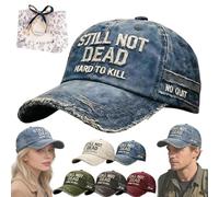 NNBWLMAEE Still Not Dead Cap Hard to Kill Hat - Funny Saying Humorous Baseball Caps, Vintage Dad Hat Break Distressed for Men Women (Denim Blue)