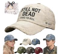 NNBWLMAEE Still Not Dead Cap Hard to Kill Hat - Funny Saying Humorous Baseball Caps, Vintage Dad Hat Break Distressed for Men Women (Rice Beige)