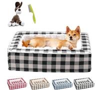 NNBWLMAEE Tartan Cozy Dog Anti-Anxiety Calming Bed, Classic Tartan Pet Bed, Fluffy Square Dog Beds for Large Medium and Small Dogs, Removable Washable (XL,Black)