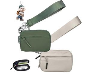 NNBWLMAEE The Wallet 2nd Gen, Small Nylon Wristlet Purses, with Zipper Waterproof Material, for Women's Daily Travel and Shopping C)