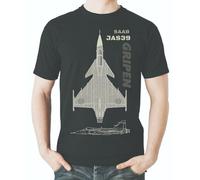 NNCKPYSOU Flyingraphics Aviation Themed T Shirt 'Saab JAS 39 Gripen' Black