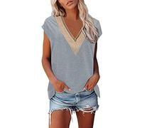 NNGOTD Chemisier Femme ete, T-Shirt Femmes À Manches Courtes Col en V Été Chic T Shirt Rayées Casual Grande Taille Coton Tops Haut Femme ete Fluide Ample Chemise en Lin Blouse Blanche