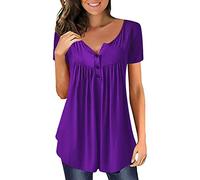 NNGOTD Chemisier pour Femme avec col en V, Hauts Ample D'été pour Femmes T-Shirt Décontracté à Manches Courtes et à col en V Short Femme Taille Haute Chemise Ete Femme Blouse Femme