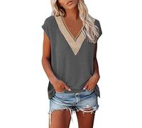 NNGOTD DéBardeur Femme Pas Cher, Chemisier Femme Col en V Manches Courtes T Shirt Chemise Blouse Lâche Top Fluide Tunique Hauts Haut Femme Blanc Chemise Blanche Femme Blouse Femme Fluide
