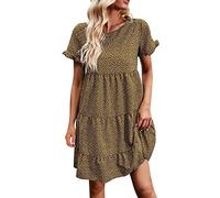 NNGOTD Femme Robe Coton et Lin Robe Sexy Bohème Pas Cher Sport Elegante Été Cool Élégant Officier Vintage Sexy Robe de Soirée Bohème L'été Casual Habillée Robes Robe Mariage Invitée Femme Brun