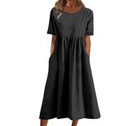 NNGOTD Femme Robe de Plage Chic élégante Sexy Robes Courte D'été Cou Rond sans Manches Imprimé Floral Bohème Grande Taille Pas Cher 2023 Mode Rétro Mini Jupe De Plage Robe Chemise Femme Longue