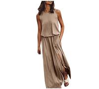 NNGOTD Femme Robe Pull Licou Wrap Maxi Longue Robe Florale découpée smockée ajustée Taille Plage Vacances Robe Maxi Longueur Robe Noire Femme Chic