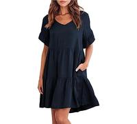 NNGOTD Femmes Robe de Travail Licou Wrap Maxi Longue Robe Florale découpée smockée ajustée Taille Plage Vacances Robe Maxi Longueur Robe Chemise Femme Longue