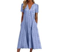 NNGOTD Fond de Robe Coton Femme RéTro Daily Party Loose Fit Col Rond Mini Robe Courte A Line D'été Lâche Swing Robes Chic et Elegant Mi Longue Robe Mode Imprimé Tank Tops Robes Robe Vintage Bleu XXL