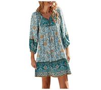 NNGOTD Jupe Longue Femme Boheme Chic et Elegant l'église décontractée Impression en Chiffon à Manches Longues Paire avec Jupe Plissée Vêtements Femme Élégant De Soie Chemise Robe Mi Longu