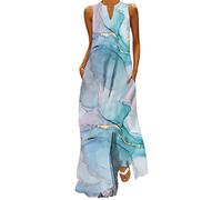 NNGOTD Robe Cocktail Femme Col V Robe Droite Fluide Manches 3/4 Robe Mi Longue Chemise Tunique Bohème A-Line Robe Volant Sexy Chic Rétro Robe de Plage Cocktail Robe Grande Taille Femme