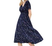 NNGOTD Robe Courte Femme Fleurie Longue Mini Décontractée Hawaïenne Été - Droite Manches Courtes T-Shirt Grande Taille Col en V - de Plage Bal Party Dress