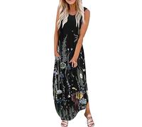 NNGOTD Robe de Plage Coton Ete Robe de Plage Boheme Maxi Robe de Soirée sans Manches Élegante Cocktail Chic Robe Satin