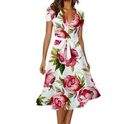 NNGOTD Robe de Plage Femme en Eponge Robe Longue Florale à col en V pour Femmes Robe Longue de Plage bohème sans Manches Jupe De Table Bleu Robe Sexy Femme