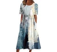 NNGOTD Robe de Plage Femme Pareo Décontractée Robe Tunique Mini Robe Ample Tops Robes Casual Printemps et Eté Robe Fleurie