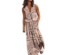 NNGOTD Robe D'été Boeme Femme Mi-Longue De Coton Et Lin Lâche Officiel Robe Ete Femme Mi-Longue Coton Robe Pas Cher 2023 Décontractée Rétro Hauts Cool Mode Party Soirée Cérémonie Fond de Robe Chair