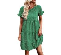 NNGOTD Robe D'été Boeme Femme Mi-Longue RéTro Daily Party Loose Fit Col Rond Mini Robe Courte A Line D'été Lâche Swing Chic et Elegant Mi Longue Mode Imprimé Tank Tops Robes Robe Transparente Vert
