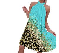 NNGOTD Robe D'été Femme Plage Floral Imprimé Décontracté Robe d'été Mini Robe à Manches Courtes à Col en V Robe Courte Fleurie Robe Volants Bohème Robe Imprimé Floral Elégant Slim Fit Robe Bleu Roi