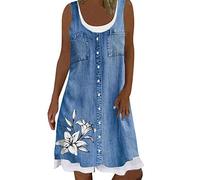 NNGOTD Robe été Femme Dos Nu Robe Boheme Chic Et Glamour Imprime Dress Femmes Grande Taille Sexy Bretelle Robes Courte Loose sans Manches Dresses éTé Noir Blanc Taille Robe de Chambre