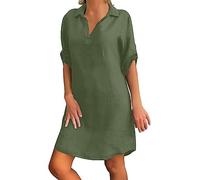 NNGOTD Robe été Femme Fluide Imprime Manche Courte Dentelle Dress Sexy Épaules Dénudées Col en V Longueur Genou Taille Haute Robe De Plage A-Line Élégante Rétro Robe Été Robe de Chambre Homme