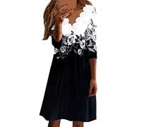 NNGOTD Robe été Femme Manche 3/4 Femmes D'été Bretelles Spaghetti Boutonné Col en V Décontracté Plage Robe De Couverture avec Poches Robe de Soirée pour Femme Ronde