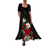 NNGOTD Robe été Femme Mi Longue Cache Coeur Robe Femme Ete Robe Short Intégré été Blanche Mi Longue Courte Combinaison Robe de Plage Casual Robe avec Poches Robe en Jeans Femme