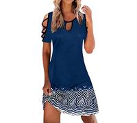 NNGOTD Robe Ete Femme Mi Longue Chic Femmes Robe d'été mi-Longue à Bretelles Bohème Floral Bouton Dos Nu Col V Sexy Robe Plage sans Manches Casual Simple Elegante Chic Soirée Robe Annee 50