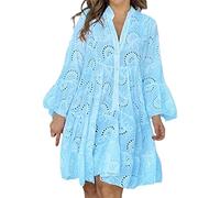 NNGOTD Robe Ete Femme Mi Longue Chic Robe D'Été Femme Imprimé Floral Boho Elégant Mode Rétro Jupe De Plage Décontracté Col en V Femme Robe Manches Courtes Jupons Garde Robe Adulte