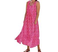 NNGOTD Robe Eté Femme Robe Courte V-Neck Casual Bohemian Print Pochette pour Femmes imprimé Floral A-Line Robe pour Femmes Jupe en Cuir Rouge Robe Medievale Femme