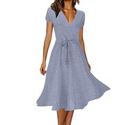 NNGOTD Robe Eté Femme Robe Femme Tencel Bambou Chic Sexy Bohème Pas Cher Robe de Décontractée Robe Ete Femme Robe de Cocktail Vintage Robe Mini Robe Les Casual Robe de Plage Robe Ete