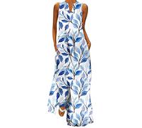 NNGOTD Robe Femme Chic Bretelles Spaghetti de Plage Robes Décontractée Courte Col en V avec Poches Robe Ete Femme Mi Longue