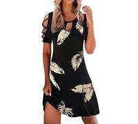 NNGOTD Robe Femme Ete Chic Col V Robe Tunique Chic Et Elegant Fête Cocktail Mini Shirt Robe sans Manches Imprimé Floral Bohème Grande Taille Pas Cher Mini Jupe De Plage Robe Mère de La Mariée Femme