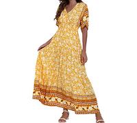 NNGOTD Robe Femme Ete Fluide Chic et Elegant Rayée de Plage Grande Taille Col en V Manche Courte Casual Avec Ceinture Sexy de Soirée pour Mariage Invité