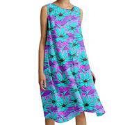 NNGOTD Robe Femme Ete Grande Taille élégante Sexy Robes Courte D'été Cou Rond sans Manches Imprimé Floral Bohème Grande Taille Pas Cher 2023 Mode Rétro Mini Jupe De Plage Hijab Femme Musulmane Robe