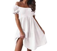 NNGOTD Robe Femme été Mi Longue Col V à Rayures - Mini Robe Chic Mode Rétro Décontractée sans Manches, Impression Fronde Plage Élégant avec Poches Sexy