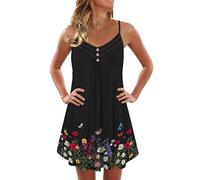 NNGOTD Robe Femme Ete Robe Mi-Longue Chic élégante Sexy Robes Courte D'été Cou Rond sans Manches Imprimé Floral Bohème Grande Taille Pas Cher 2023 Mode Rétro Mini Jupe De Plage Robe Médiévale Femme