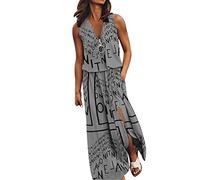 NNGOTD Robe Femme Fleurie Chic Et Elegant Robe Longue Femme Maxi Imprimé Papillon d'Été Floral Grandes Tailles Boheme sans Manche avec Poches de Plage Cocktail l'été Grande Taille Robe de Grossesse