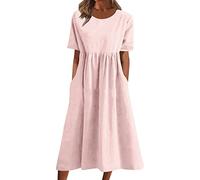 NNGOTD Robe Femme Sexy Floral Imprimé Décontracté Robe d'été Mini Robe à Manches Courtes à Col en V Robe Courte Fleurie Robe Volants Bohème Robe Imprimé Floral Elégant Robe Ete Femme Courte Rose