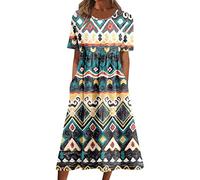 NNGOTD Robe Femme Soiree Mi-Longue Robes d'été Sexy Midi Longue Mode Rétro Mini Jupe de Plage Ample pour Dames Chic élégante Décontracté Imprimé Bohème Courte Grande Taille Robe Coktail Blanc