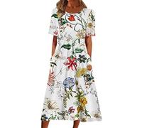 NNGOTD Robe Lin Femme Noire élégante Sexy Robes Courte D'été Cou Rond sans Manches Imprimé Floral Bohème Grande Taille Pas Cher 2023 Mode Rétro Mini Jupe De Plage Robe Sexy Femme Club Libertin