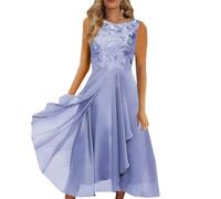 NNGOTD Robe Longue Femme Col Round Robes à Manches Courtes Boho Décontractée Imprimé Floral Vacances Maxi Ete Jupe Chic et Elegant Casual Dress avec Deux Poches Jumper Dress (Bleu