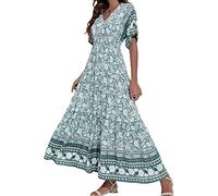 NNGOTD Robe Longue Femme Fluide Maxi Robe en Mousseline De Soie À Motif Floral Col V Dentelle Imprimé Vintage Élégant Boho Robe de Plage Hiver