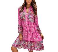 NNGOTD Robe Maxi Femme Longue Bohème Grande Taille Impression Vintage Mousseline De Soie Rétro Dentelle Mode Été 2023