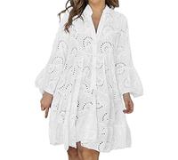 NNGOTD Robe Tunique d'Été pour Femme T-Shirt Trapèze Mi-Longue de Plage Vacances Col V Florale Imprimé Pois Boho Décontractée Ample Midi Polo