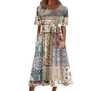 NNGOTD Robes Sexy Femme Robe Ete Femme Longue Boheme Style Grande Taille Impression Vintage Robe Mousseline De Soie RéTro Robe Robe Dentelle Femme Robe 2023 Mode Robe Medievale