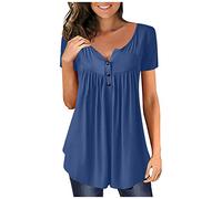 NNGOTD T-Shirt Femme Col V, Femmes Elegante T-Shirt Col V Double Volant À Manches Courtes T-Shirt Confortable Blouse Top d'été Tee Shirt Jaune Femme Chemise Ete Femme Blouse Manche Courte Femme