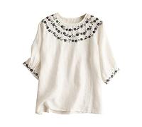 NNGOTD Tshirt Femme Grande Taille, Décontracté Ample Coton Gaze Femme Chemises Vintage col Rabattu à Manches Longues Chemise boutonnée rétro Streetwear Haut Blouse Blanche Femme