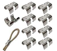NNNJunhua Lot de 10 colliers de serrage robustes en acier inoxydable 304 - 2 lignes de clips métalliques pour cordes torsadées ou tressées de 8 mm à 12,5 mm